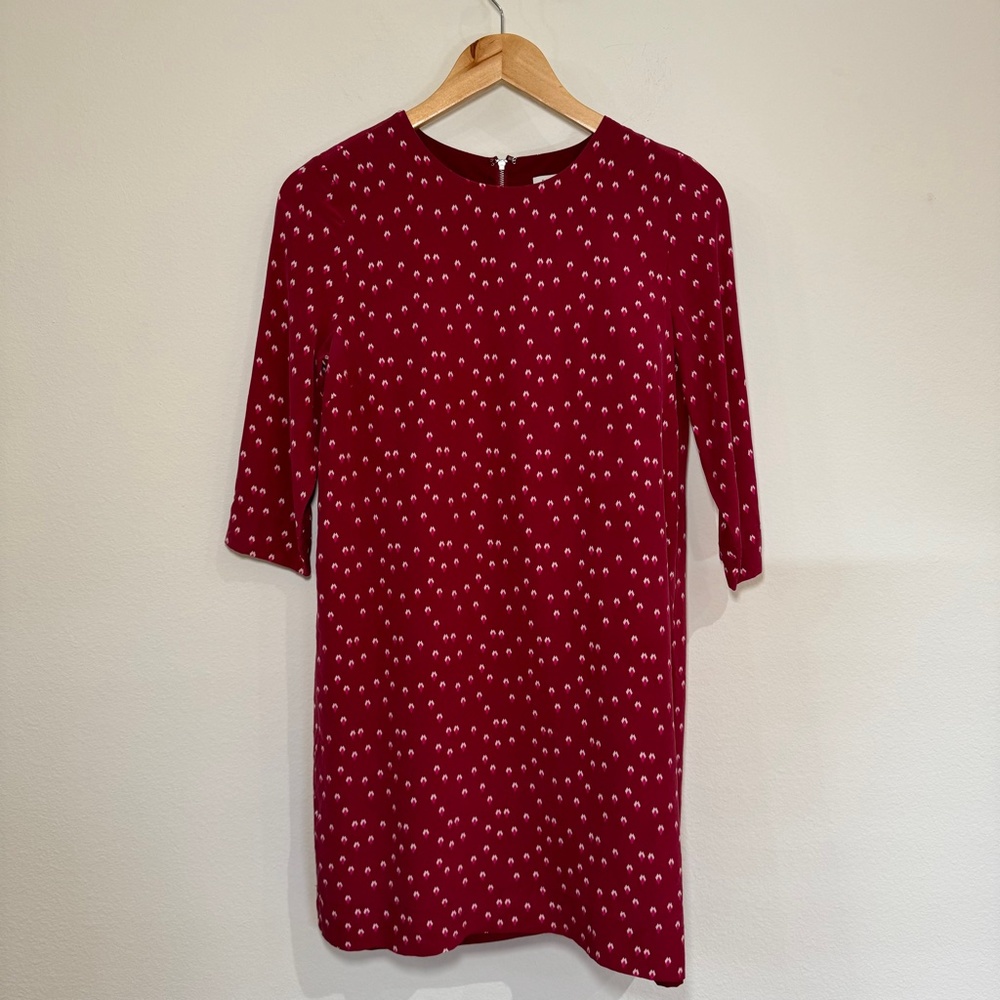 Fossil Dress Women's Size 6 Red Printed Silk Half Sleeve Shift Lightweight